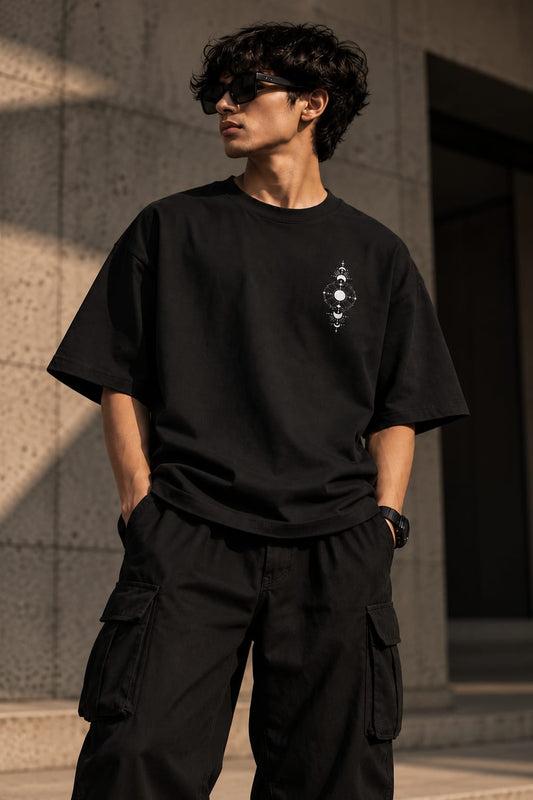 Lunar Orbit Oversized T-Shirt — Black