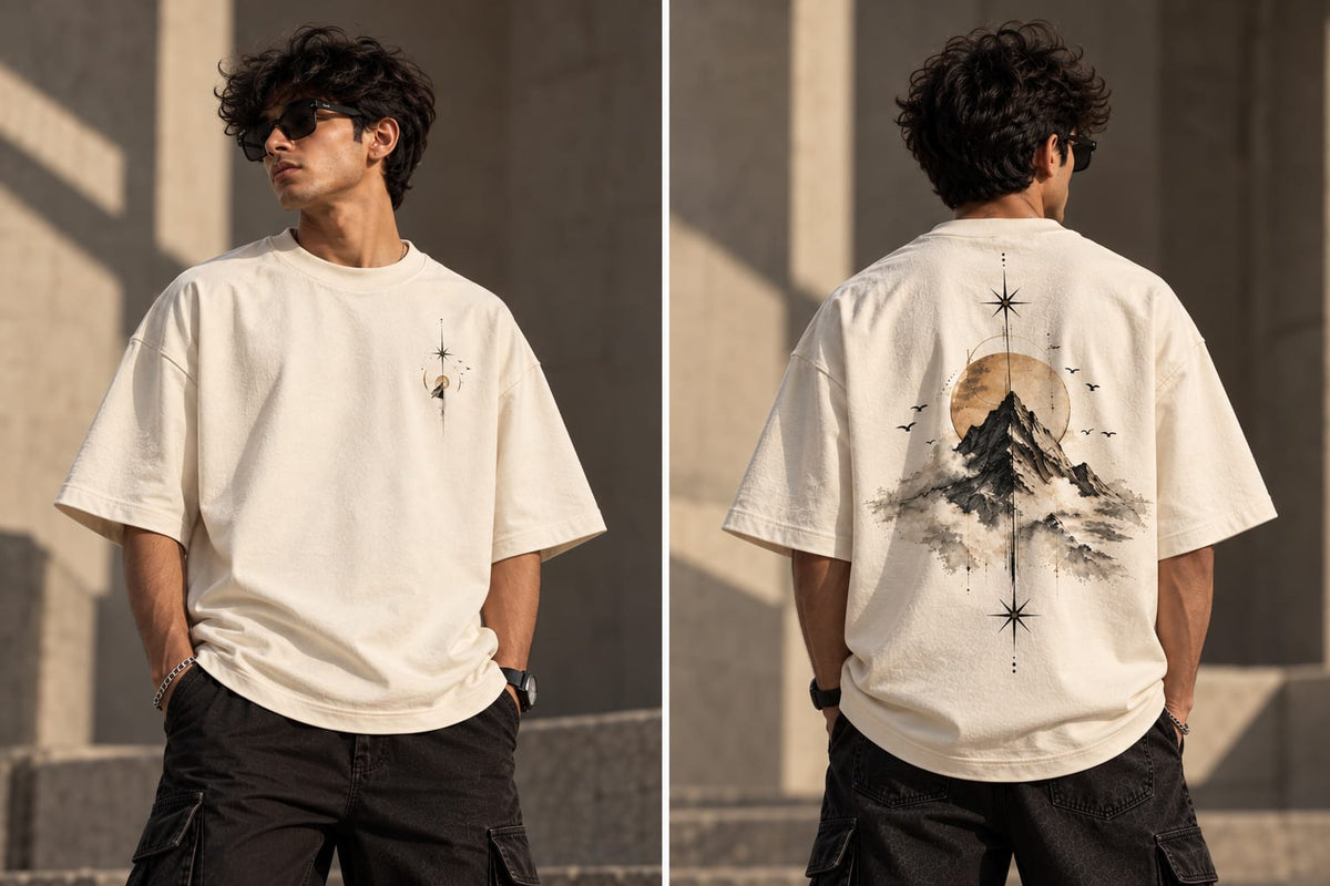 Ascend Mountain Oversized T-Shirt — Off White