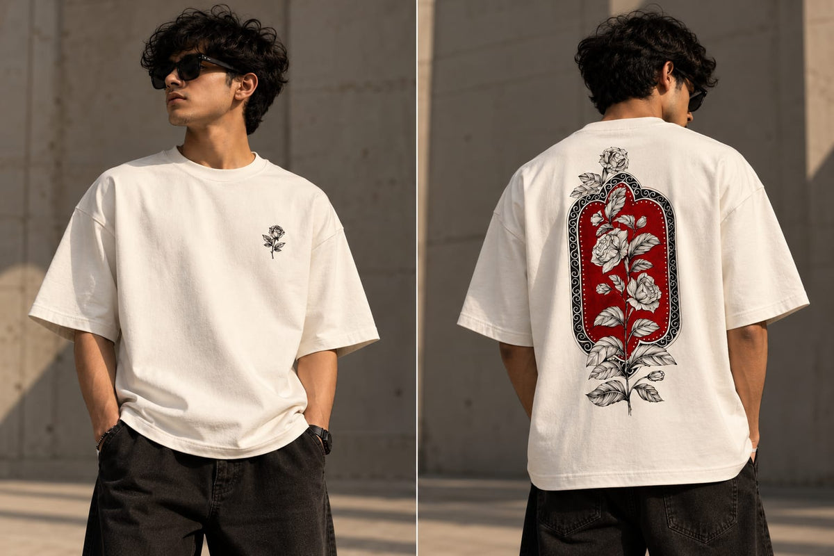 Rose Relic Oversized T-Shirt — Off White