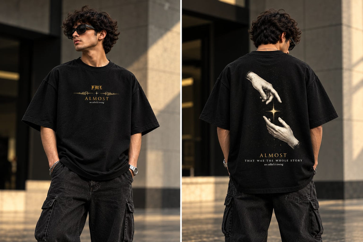 ALMOST Oversized T-Shirt – Premium DTF Graphic Streetwear Tee | Black