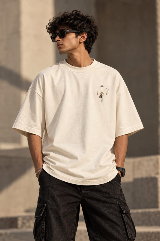 Ascend Mountain Oversized T-Shirt — Off White