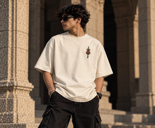 AZTEC Oversized Graphic T-Shirt | Premium Geometric Streetwear – Off White