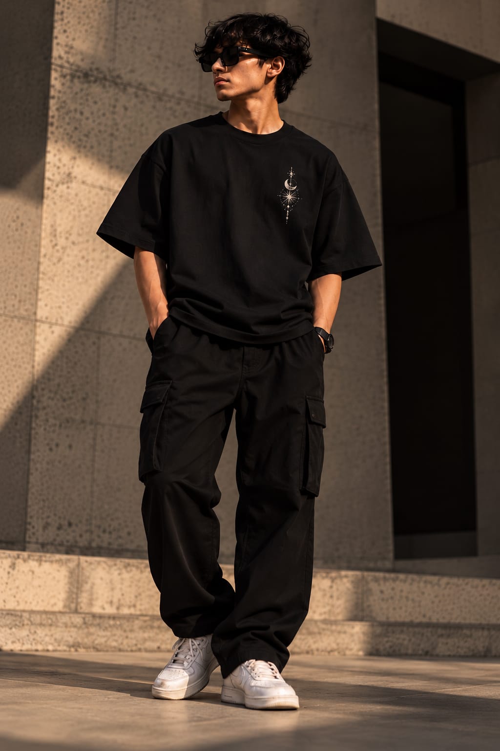 Celestial Compass Oversized T-Shirt — Black
