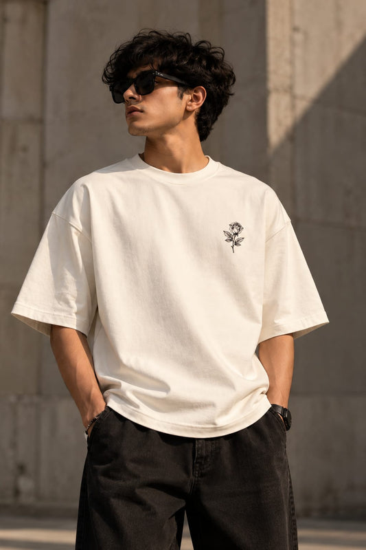 Rose Relic Oversized T-Shirt — Off White