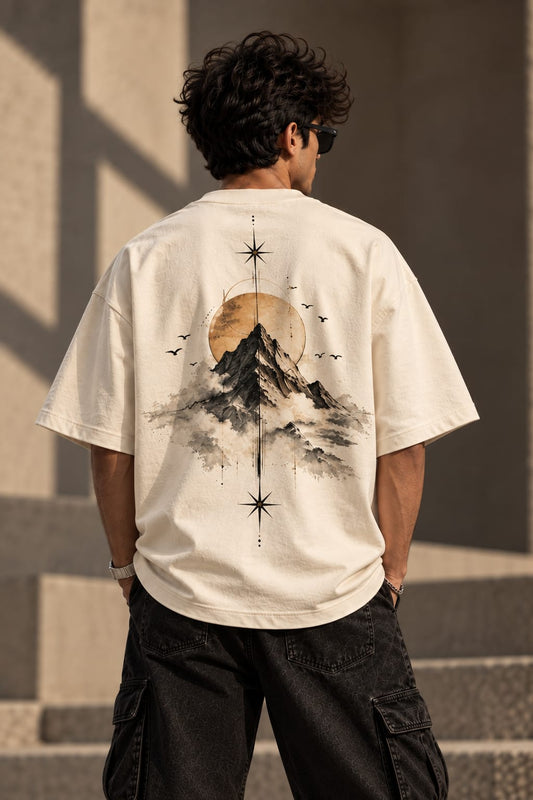 Ascend Mountain Oversized T-Shirt — Off White