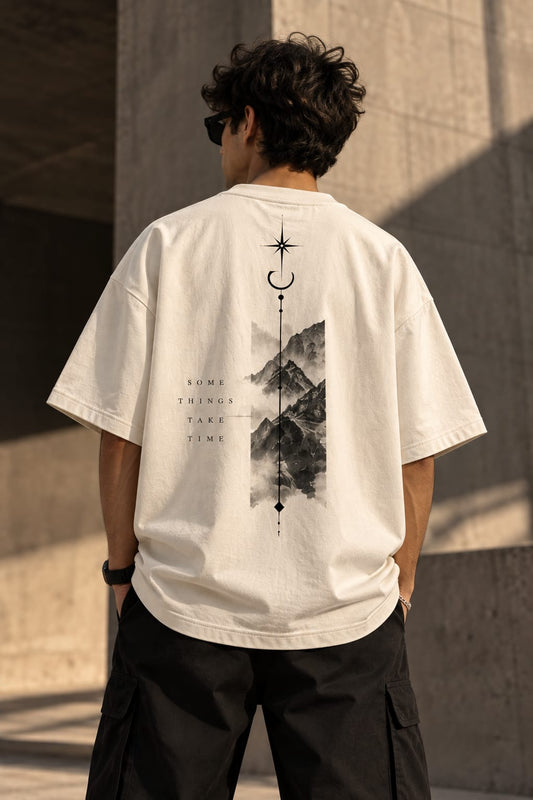 Timeless Mountain Oversized T-Shirt — Off White