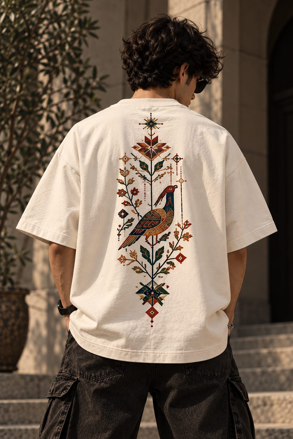 Folk Bloom Oversized T-Shirt — Off White