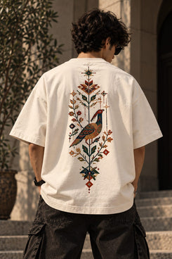 Folk Bloom Oversized T-Shirt — Off White