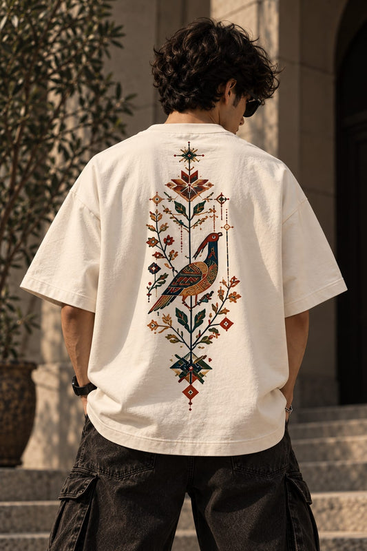 Folk Bloom Oversized T-Shirt — Off White