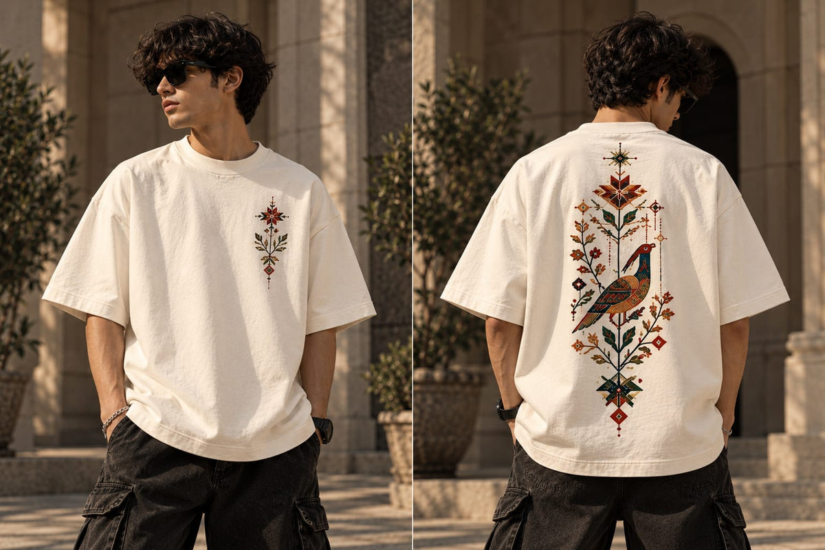 Folk Bloom Oversized T-Shirt — Off White