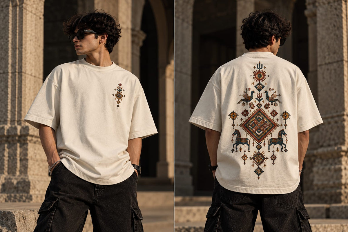 Folk Heritage Oversized T-Shirt — Off White
