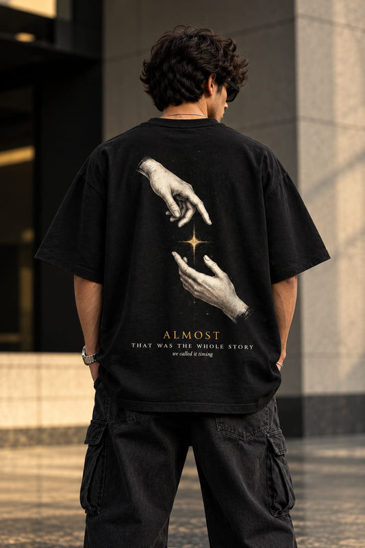 ALMOST Oversized T-Shirt – Premium DTF Graphic Streetwear Tee | Black