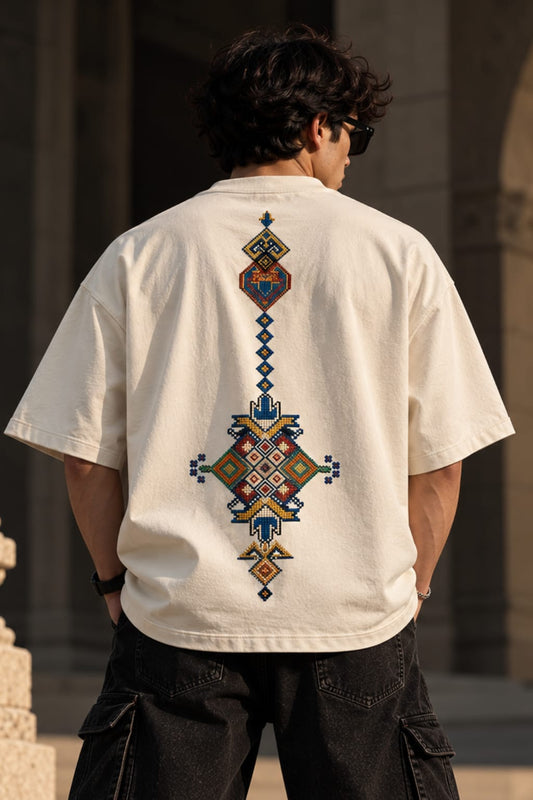 AZTEC Oversized Graphic T-Shirt | Premium Geometric Streetwear – Off White